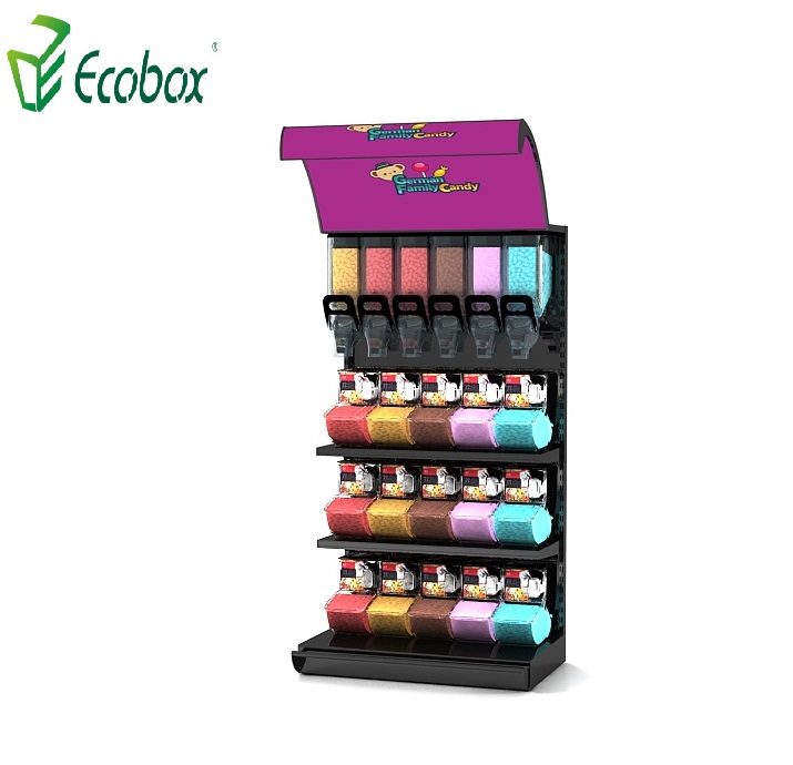 Prateleira de exibição de rack de doces de grãos Ecobox TG-0610 com caixa de gravidade e caixa de colher 
