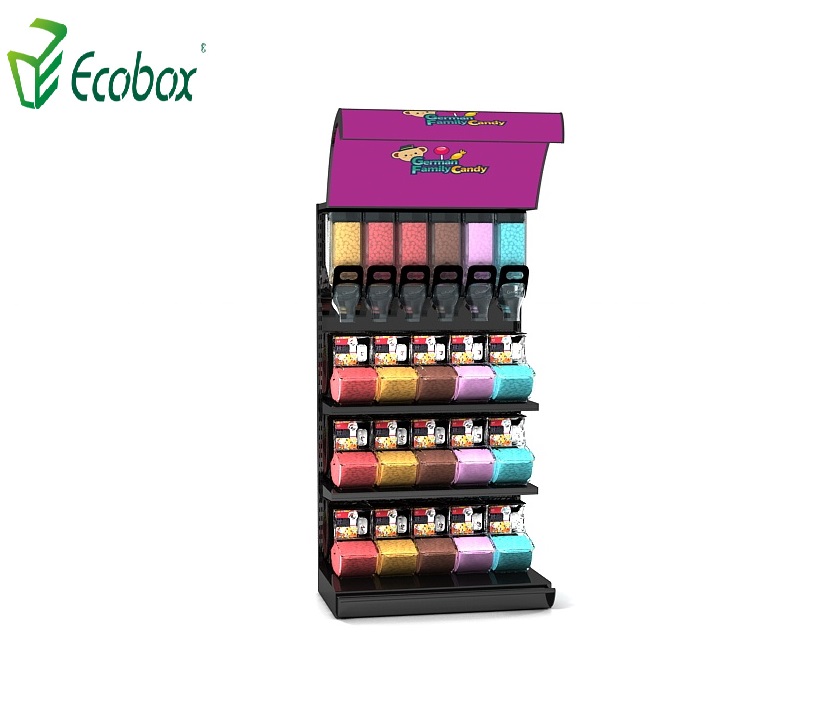 Prateleira de exibição de rack de doces de grãos Ecobox TG-0610 com caixa de gravidade e caixa de colher 
