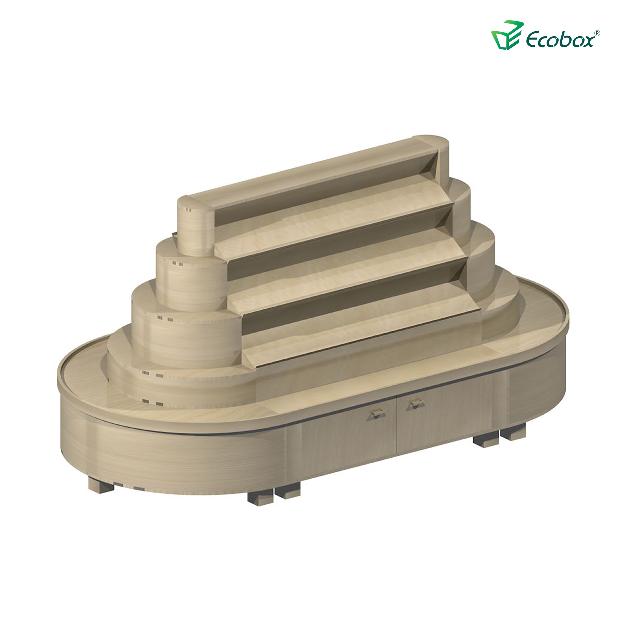 Prateleira redonda série ecobox g002 com caixas a granel ecobox displays de alimentos a granel de supermercado