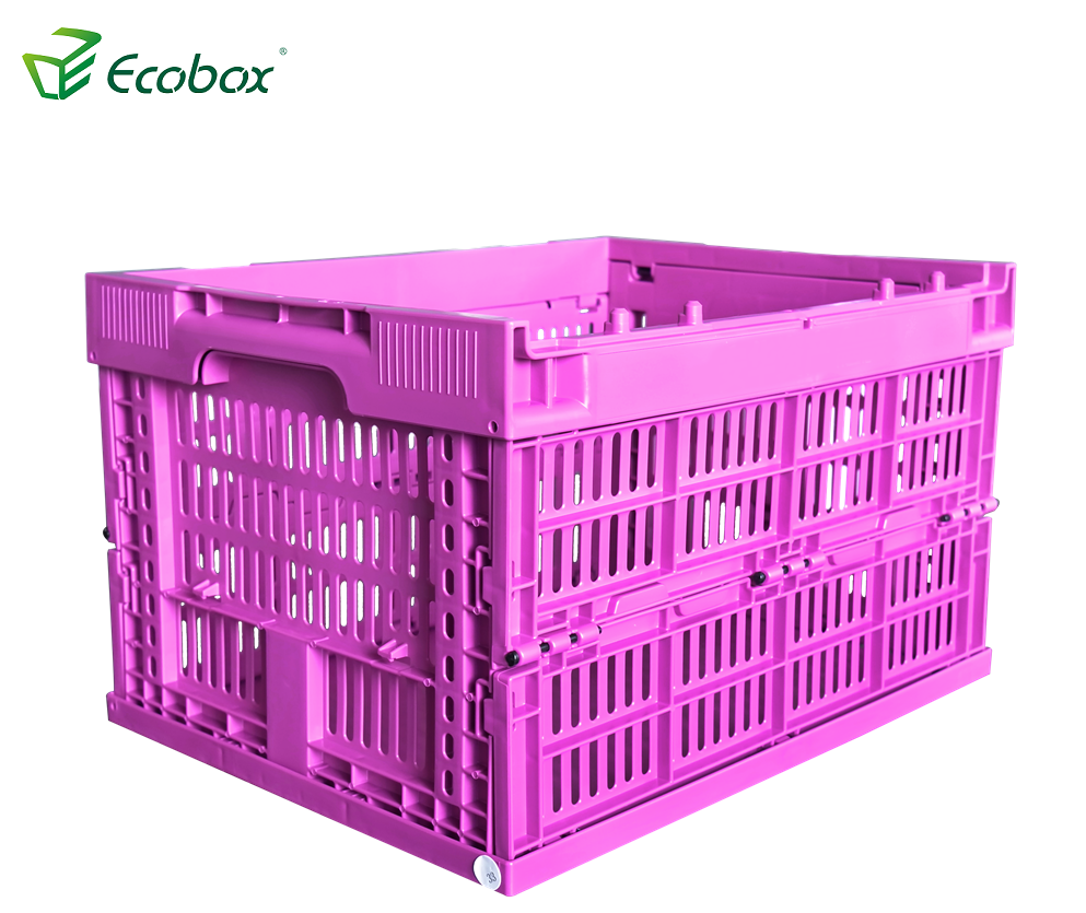 Ecobox caixa móvel dobrável de plástico reutilizável para transporte roxo