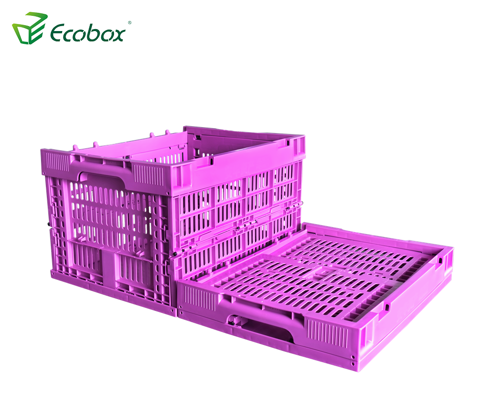 Caixa movente de dobramento plástico reutilizável EcoBox para o roxo do transporte